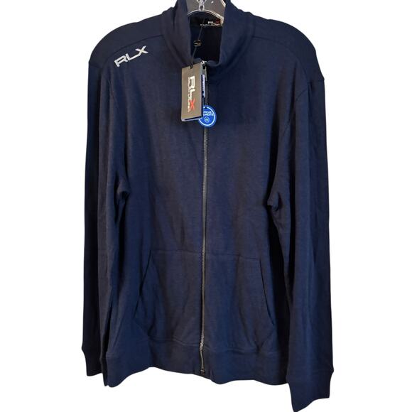 RLX Ralph Lauren Golf Full Zip Wicking Stretch Jacket Navy Blue Mens Size S $228